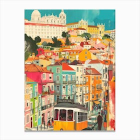 Lisbon   Retro Collage Style 4 Canvas Print