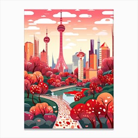 Shanghai, Illustration In The Style Of Pop Art 3 Canvas Print