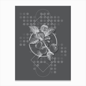 Vintage Apple Botanical with Line Motif and Dot Pattern in Ghost Gray n.0139 Canvas Print