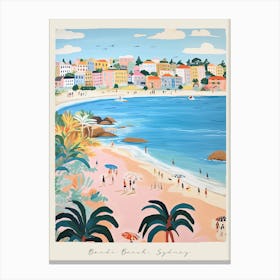Poster Of Bondi Beach, Sydney, Australia, Matisse And Rousseau Style 4 Canvas Print