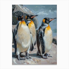 African Penguin Bleaker Island Oil Painting 4 Canvas Print