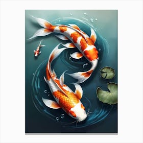 Koi Fish Yin Yang Painting (20) Canvas Print