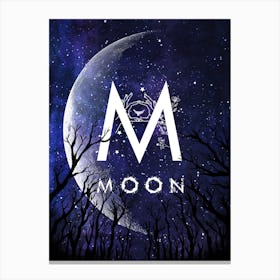 Moon - Starry Night and Moon #15 Canvas Print