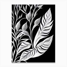 White Willow Leaf Linocut 1 Canvas Print