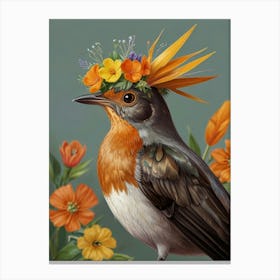 RobinWith Flower Crown Canvas Print