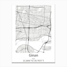 Ginan,Japan Minimalist Map Toile