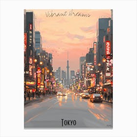 Tokyo, minimalist soft tones palette, watercolor poster Canvas Print