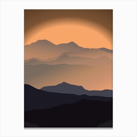 Sunset Over Mountains Canvas Print