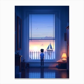 Boy In The Window Canvas Print