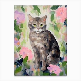 A American Shorthair Cat Painting, Impressionist Painting 1 Canvas Print