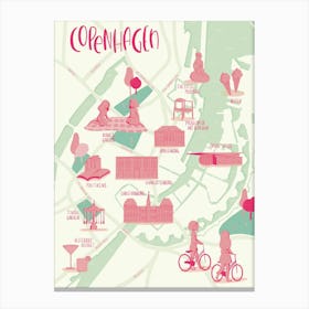 Map Of Copenhagen Illustration Canvas Print