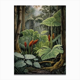 Vintage Jungle Botanical Illustration Alocasia 1 Canvas Print