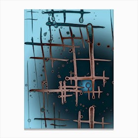 Abstraction Blue Japanese Calligraphy Canvas Print