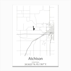 Atchison,United States Minimalist Map 1 Canvas Print