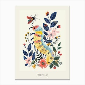 Colourful Insect Illustration Catepillar 7 Poster Canvas Print