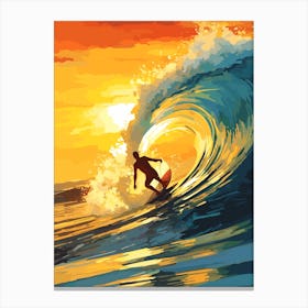 Surfing In A Wave On Seven Mile Beach, Negril Jamaica 1 Canvas Print