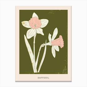 Pink & Green Daffodil 1 Flower Poster Canvas Print