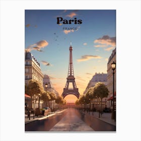 Paris France Romantic Travel Art Canvas Print