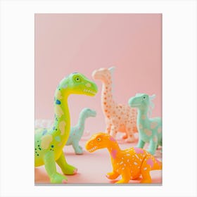 Toy Dinosaur Pastel Portrait Canvas Print