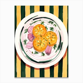 A Plate Of Pumpkins, Autumn Food Illustration Top View 3 Canvas Print