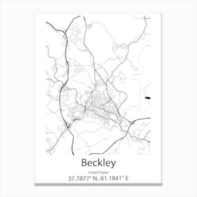 Beckley,United States Minimalist Map 1 Canvas Print