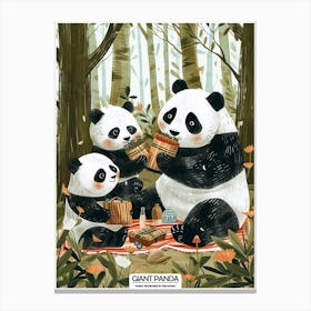 Giant Panda Family Picnicking In The Woods Poster 81 Canvas Print