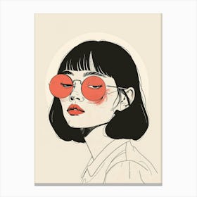 Asian Girl With Sunglasses 2 Canvas Print