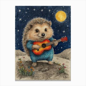 Hedgehog Playing Guitar 27 Canvas Print