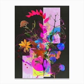 Gypsophila (Baby S Breath) 2 Neon Flower Collage Canvas Print