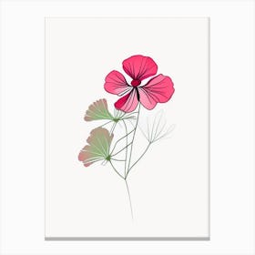 Geranium Floral Minimal Line Drawing 1 Flower Canvas Print