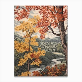 River Birch 3 Vintage Autumn Tree Print  Canvas Print