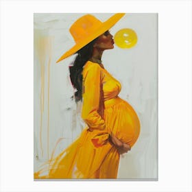 Pregnant Woman In Yellow Canvas Print