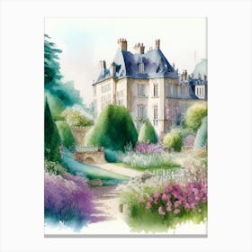 Château De Villandry Gardens, France Pastel Watercolour Canvas Print