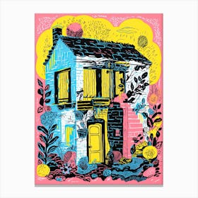 A House In Charleston, Abstract Risograph Style 2 Canvas Print