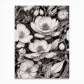 Black And White Flowers Canvas Print