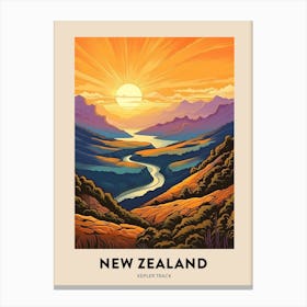 Kepler Track New Zealand 2 Vintage Hiking Travel Poster Canvas Print
