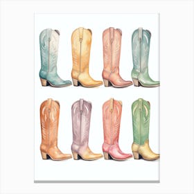 Cowgirl Boots Pastel 2 Canvas Print