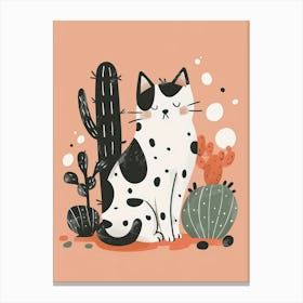 Cat With Cactus Canvas Print