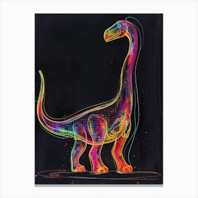 Dinosaur Neon Outlines 4 Canvas Print