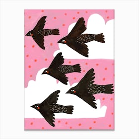 Crows In Flight Canvas Print