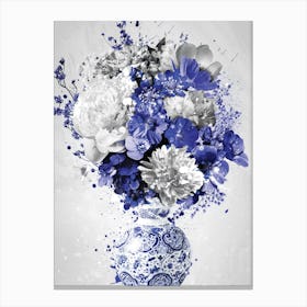 Blue And White Flowers In A Vase Canvas Print