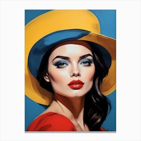Woman Portrait With Hat Pop Art (48) Canvas Print