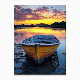 Boat At Sunset 1 Canvas Print