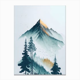 Mountain And Forest In Minimalist Watercolor Vertical Composition 323 Canvas Print