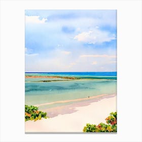 Flamingo Bay, Aruba Watercolour Canvas Print