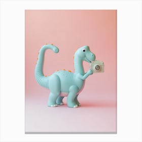 Pastel Toy Dinosaur Taking A Photo On An Analogue Camera 2 Canvas Print