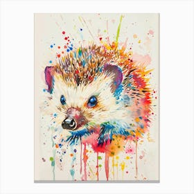 Hedgehog Colourful Watercolour 2 Canvas Print