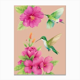 Hummingbirds And Flowers Canvas Print