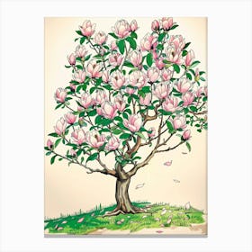 Magnolia Tree Storybook Illustration 3 Canvas Print