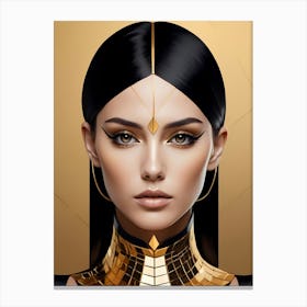 Geometric Woman Portrait Luxury Gold (16) Canvas Print